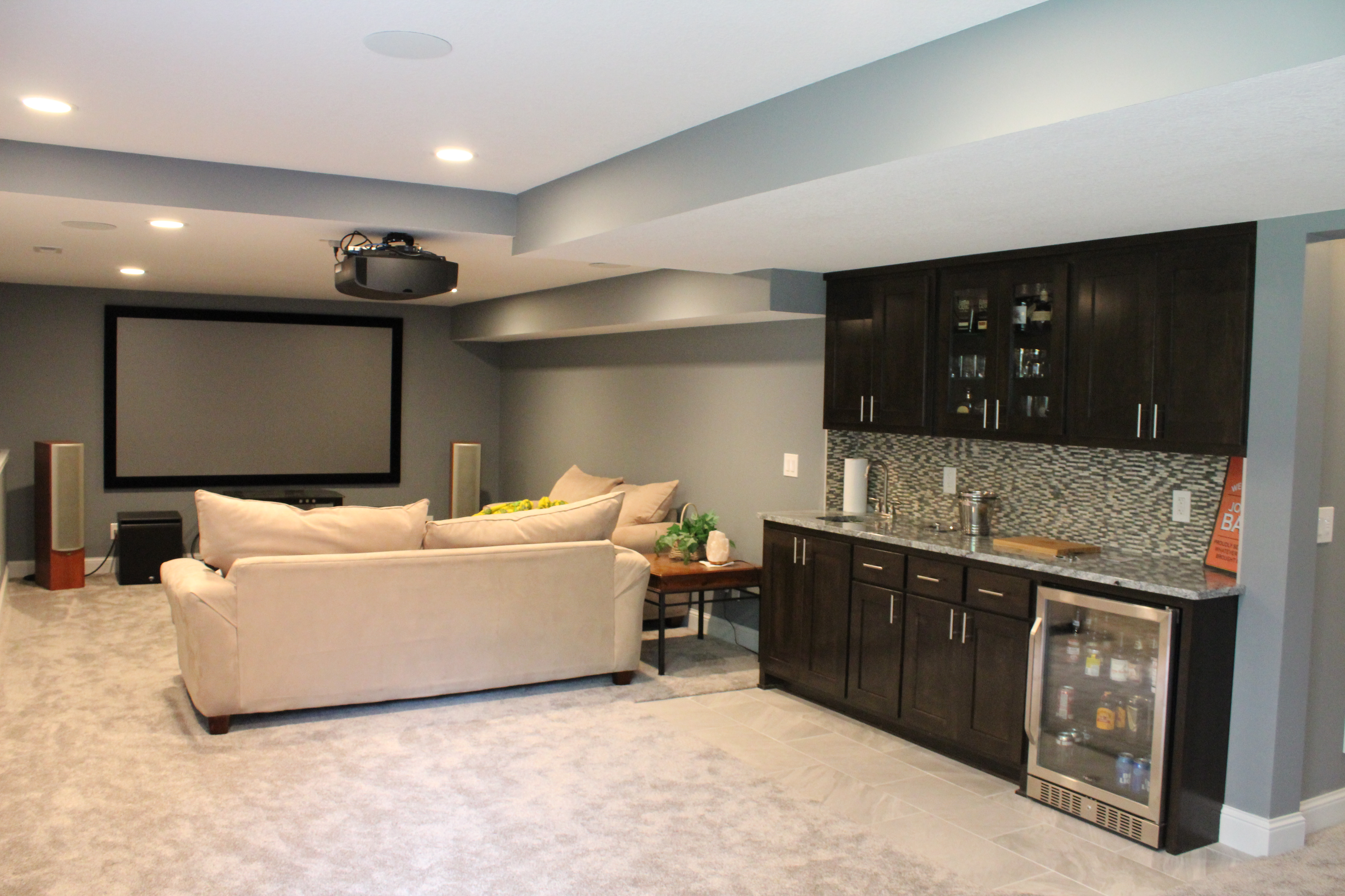 Basement Bar With Home Theater